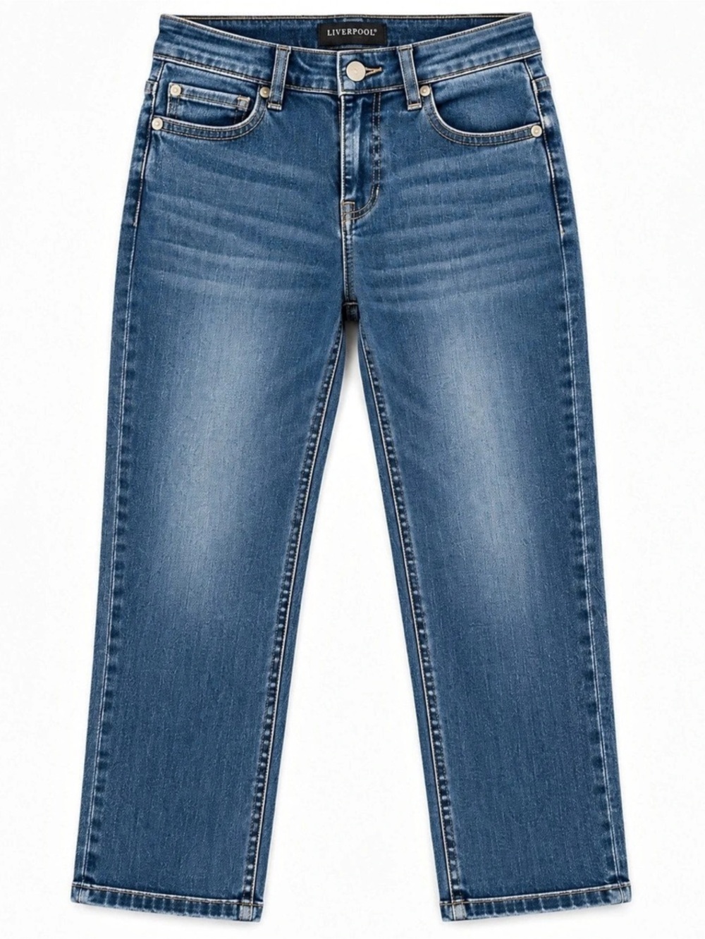Liverpool Kennedy Straight Jeans Petite 6/28 Medium Wash Stretch Denim